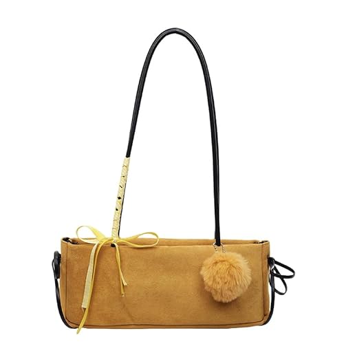 AZURAOKEY Wildleder Bogen Umhängetasche Top-Griff Tasche for Frauen Mädchen Damen (gelb) von AZURAOKEY