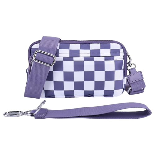 Frauen Nylon Chest Bag Cheperboard Taillenbeutel wasserdichtes Crossbody -Bag (lila) von AZURAOKEY