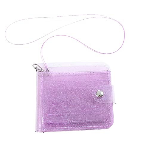 Glitzer Transparent Münzbörse Frauen Transparent Kurz Clutch PVC Kartentaschen Geldbörse, violett von AZURAOKEY