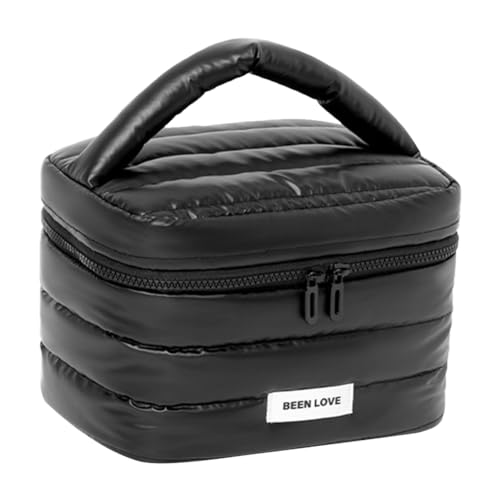 Puffy gepolsterte gestatze Toilettenbeutel for Frauen, wasserdichte Toilettenbeutel Großer Reisebotten Make -up Organizer Beutel Aufbewahrung mit Griff von AZURAOKEY