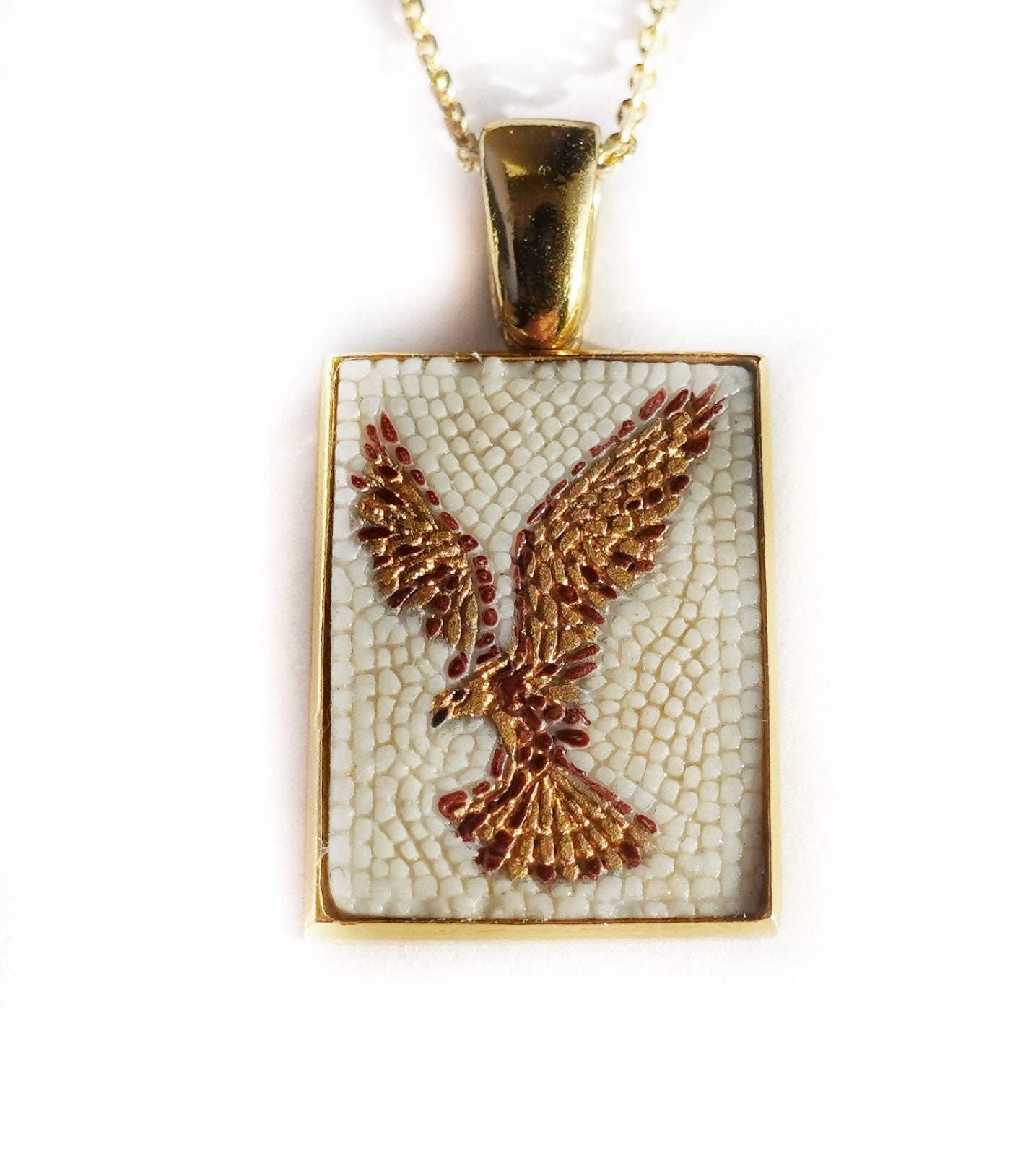 Adler | Vogel Mikromosaik Anhänger in Massivem 14K Gold von AZUREbyKYPARISSOS