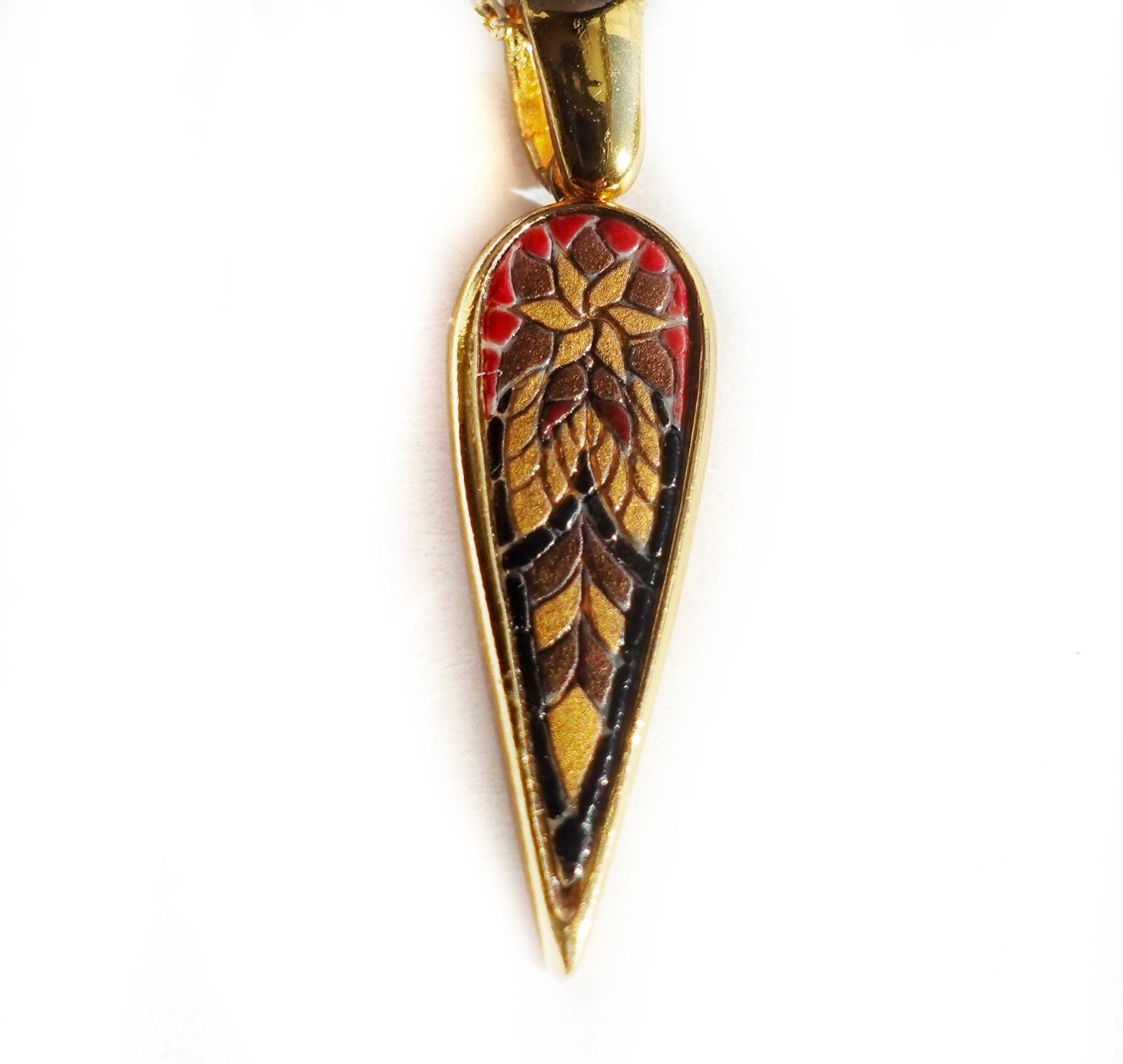 Blume Rot/Gold Mikromosaik Anhänger in Massivem 14K Gold von AZUREbyKYPARISSOS