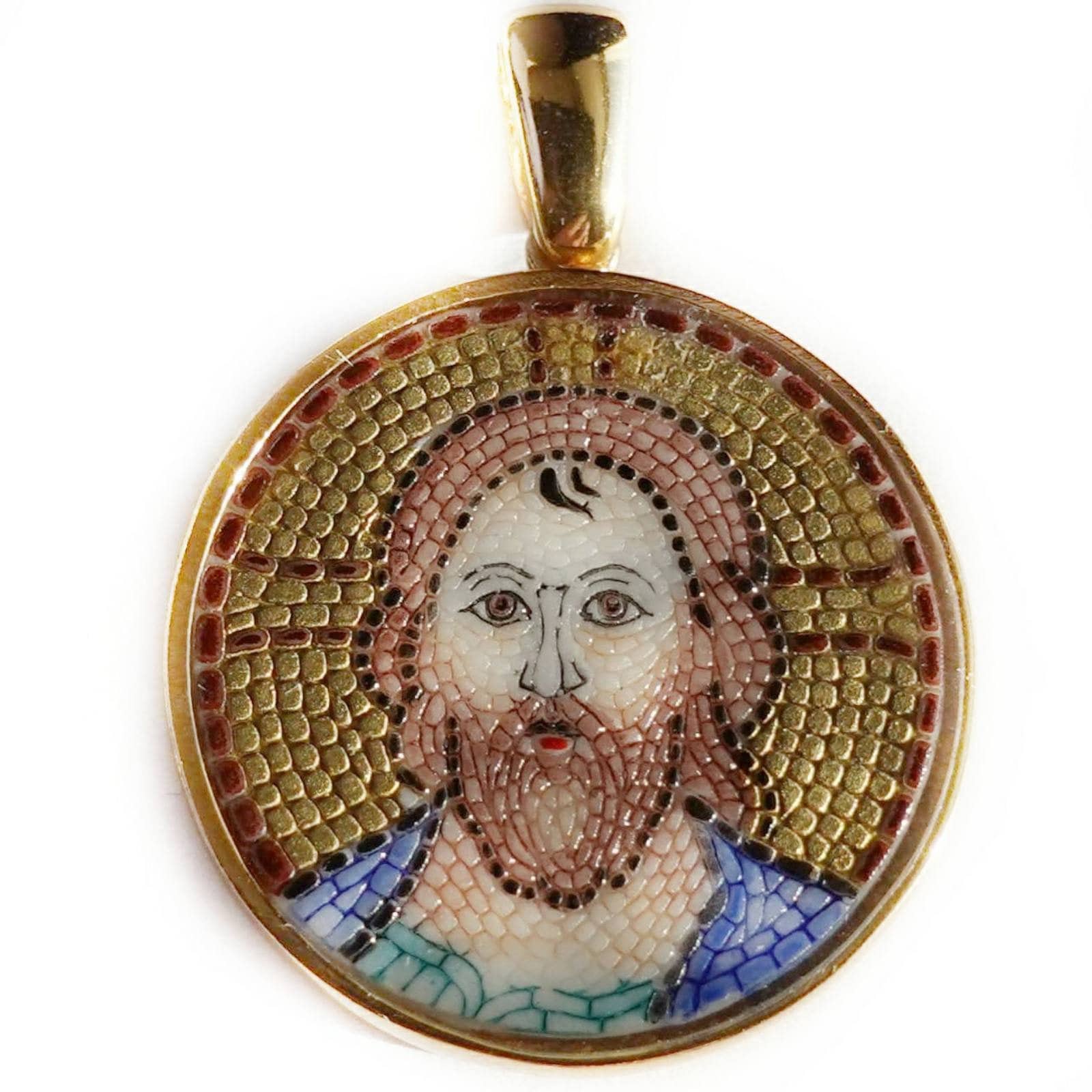 Jesus Christus Mikro Mosaik Anhänger Aus 14K Gold von AZUREbyKYPARISSOS