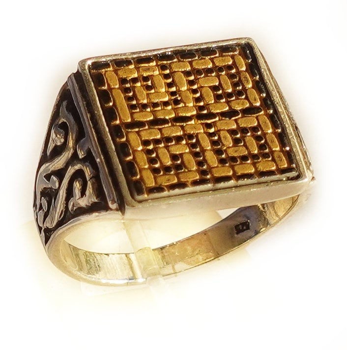 Mäander | Mäander Mikromosaik Ring Aus Massivem Silber 925 Doppel Rhodiniert von AZUREbyKYPARISSOS