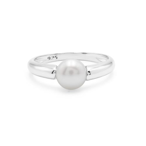AZURFA Eleganter Silber-Solitärring mit 8 mm rundem Perlmutt – klassisches Design, leichtes Band, zeitloser Damenschmuck zur Verlobung __, W 1/2, Edelstein, Perle AZURFA Eleganter Silber-Solitärring mit 8 mm rundem Perlmutt – klassisches Design, leichtes Band, zeitloser Damenschmuck zur Verlobung __, W 1/2, Edelstein, Perle von AZURFA