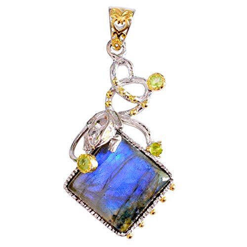 AZURFA Labradorit & Peridot Anhänger - 925 Sterling Silber Einzigartige Edelsteine 54mm x 25mm 11.5g Eye-Catching Halskette für Frauen Groß für Geschenke oder Events, 54, Edelstein Sterling Silber AZURFA Labradorit & Peridot Anhänger - 925 Sterling Silber Einzigartige Edelsteine 54mm x 25mm 11.5g Eye-Catching Halskette für Frauen Groß für Geschenke oder Events, 54, Edelstein Sterling Silber von AZURFA