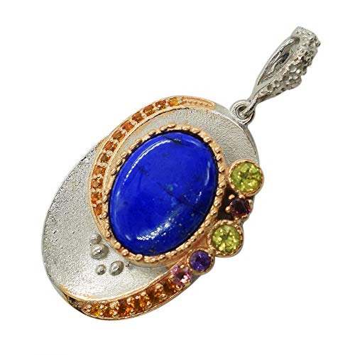 AZURFA Lapislazuli, Peridot & Amethyst Anhänger - 925 Sterling Silber Elegantes Multi Edelstein Design 45mm x 21mm 8,3g Stilvolle Halskette für Frauen Ideal für besondere Anlässe, 45, Edelstein AZURFA Lapislazuli, Peridot & Amethyst Anhänger - 925 Sterling Silber Elegantes Multi Edelstein Design 45mm x 21mm 8,3g Stilvolle Halskette für Frauen Ideal für besondere Anlässe, 45, Edelstein von AZURFA