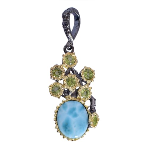 AZURFA Larimar & Peridot Anhänger - 925 Sterling Silber Ozean Blau und Grün Steine, Elegante Halskette für Damen, Ideal für Boho Looks, 43, Edelstein Sterling Silber, Larimar Peridot AZURFA Larimar & Peridot Anhänger - 925 Sterling Silber Ozean Blau und Grün Steine, Elegante Halskette für Damen, Ideal für Boho Looks, 43, Edelstein Sterling Silber, Larimar Peridot von AZURFA