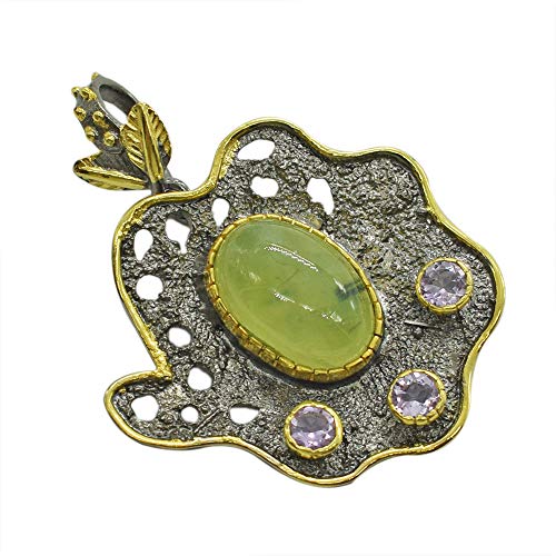 AZURFA Prehnit & Rosa Quarz Anhänger - 925 Sterling Silber Atemberaubende Edelsteine 43mm x 29mm 8,1g Elegante Halskette für Frauen Ideal für bedeutungsvolle Geschenke, 43, Edelstein Sterling Silber AZURFA Prehnit & Rosa Quarz Anhänger - 925 Sterling Silber Atemberaubende Edelsteine 43mm x 29mm 8,1g Elegante Halskette für Frauen Ideal für bedeutungsvolle Geschenke, 43, Edelstein Sterling Silber von AZURFA