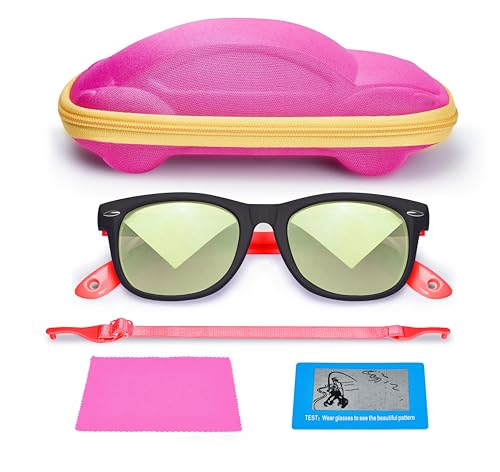 azuza Silikon-Sonnenbrille für Kinder, unzerbrechlich, polarisiert, UV400, mit niedlichem Autoetui, für Kleinkinder, Jungen und Mädchen von 2–12 Jahren, Kinder-Sonnenbrille 2 azuza Silikon-Sonnenbrille für Kinder, unzerbrechlich, polarisiert, UV400, mit niedlichem Autoetui, für Kleinkinder, Jungen und Mädchen von 2–12 Jahren, Kinder-Sonnenbrille 2 von AZUZA