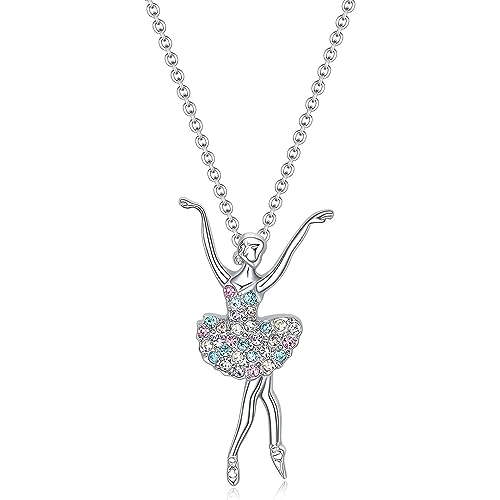 AZWOOD Ballerina Anhänger Halskette Ballerina Tänzerin tanzen Ballett Anhänger Halskette 925 Sterling Halskette mit Anhänger in Silber Ballett Tänzerin Schmuck Geschenk zum Mädchen-Stil von Azwood