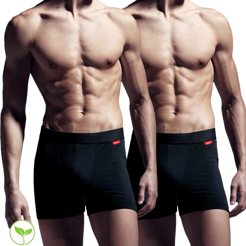 Boxershorts für Herren aus Tencel Modal & Bio-Baumwolle – umweltfreundlich, Premium-Qualität – Ultra weich, dehnbar, bequem – Pack mit 2 oder 3 umweltfreundlichen Boxershorts, Schwarz X2., M Boxershorts für Herren aus Tencel Modal & Bio-Baumwolle – umweltfreundlich, Premium-Qualität – Ultra weich, dehnbar, bequem – Pack mit 2 oder 3 umweltfreundlichen Boxershorts, Schwarz X2., M von AZX