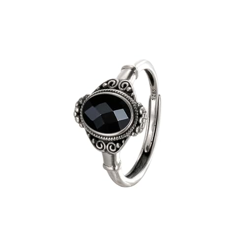 Ring aus 925er-Sterlingsilber, schwarzer Spinell, 7 x 5 mm, oval, natürlicher Edelstein, Vintage-Stil, filigrane Fassung, verstellbare Bänder, königlicher Boho-Stil, Statement-Schmuck, Geschenk Ring aus 925er-Sterlingsilber, schwarzer Spinell, 7 x 5 mm, oval, natürlicher Edelstein, Vintage-Stil, filigrane Fassung, verstellbare Bänder, königlicher Boho-Stil, Statement-Schmuck, Geschenk von AZfilter