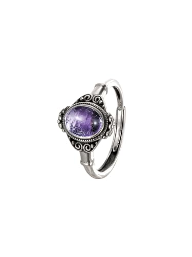 Verstellbarer Damen-Ring aus 925er-Sterlingsilber, 7 x 5 mm, natürlicher Edelstein, Amethyst, Geburtsstein, klassisches Vintage-Blumendesign, Bohemian-Schmuck, Boho-Geschenk Verstellbarer Damen-Ring aus 925er-Sterlingsilber, 7 x 5 mm, natürlicher Edelstein, Amethyst, Geburtsstein, klassisches Vintage-Blumendesign, Bohemian-Schmuck, Boho-Geschenk von AZfilter