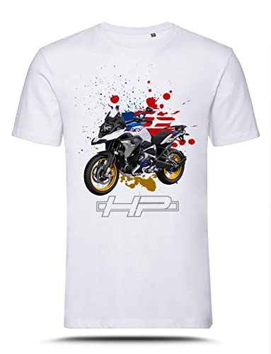 AZgraphishop T-Shirt R 1250 GS HP Splatter Style TS-BM-025, Weiß, L von AZgraphishop