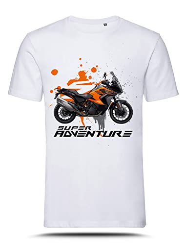 AZgraphishop T-Shirt mit Grafik 1290 Super Adventure S 2021 On Orange Splatter Style TS-KT-005, Weiß, XL von AZgraphishop