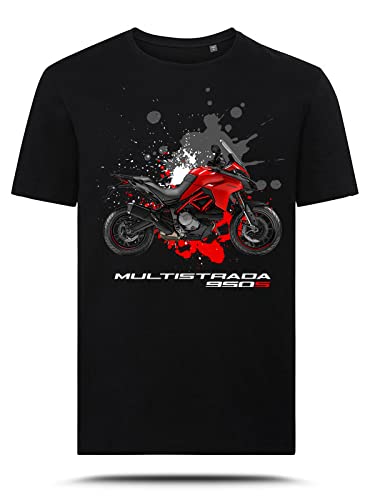 AZgraphishop T-Shirt mit Grafik Multistrada 950S Red Drawing Style TS-DUC-035, Schwarz , L von AZgraphishop