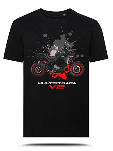 AZgraphishop T-Shirt mit Grafik Multistrada V2 Dark Drawing Style TS-DUC-041, Schwarz , L von AZgraphishop