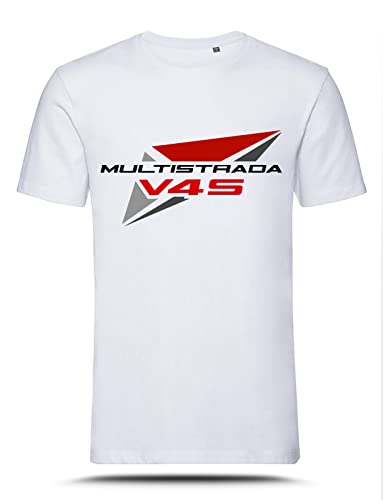 AZgraphishop T-Shirt mit Grafik Multistrada V4S Logo Style TS-DUC-002, Weiß, XL von AZgraphishop