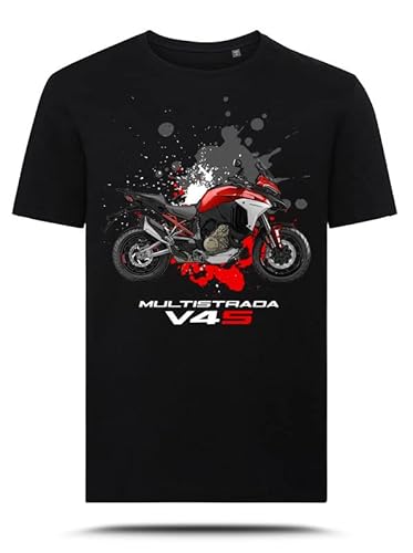 AZgraphishop T-Shirt mit Grafik Multistrada V4S Red Drawing Style TS-DUC-037, Schwarz , XXL von AZgraphishop