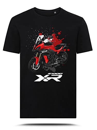 AZgraphishop T-Shirt mit Grafik S 1000 XR Racing Red 2021 Splatter Style TS-BM-044, Schwarz , L von AZgraphishop