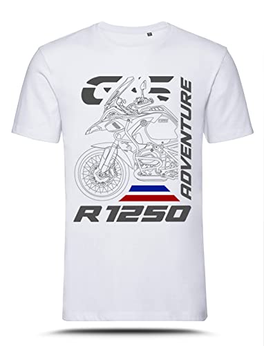 T-Shirt mit Grafik R 1250 GS ADV Rallye Silhouette Style TS-BM-015, Weiß, XXL von AZgraphishop