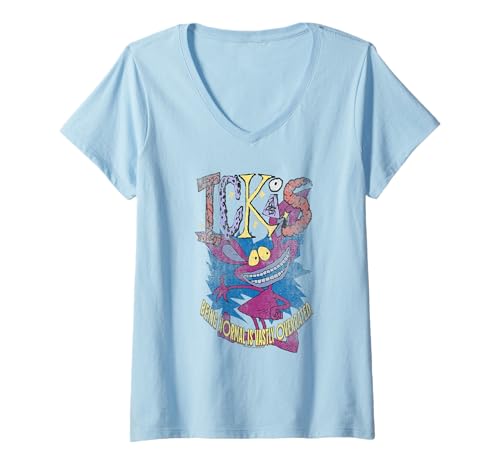 Damen Aaahh!!! Real Monsters Ickis Normal is Overrated Cartoon T-Shirt mit V-Ausschnitt Damen Aaahh!!! Real Monsters Ickis Normal is Overrated Cartoon T-Shirt mit V-Ausschnitt von Aaahh!!! Real Monsters