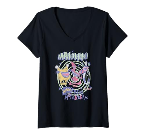 Damen Aaahh!!! Real Monsters Krumm, Ickis, and Ooblina Cartoon T-Shirt mit V-Ausschnitt Damen Aaahh!!! Real Monsters Krumm, Ickis, and Ooblina Cartoon T-Shirt mit V-Ausschnitt von Aaahh!!! Real Monsters
