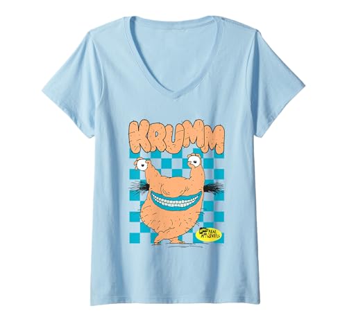 Damen Aaahh!!! Real Monsters Krumm Checkerboard Pose Cartoon T-Shirt mit V-Ausschnitt Damen Aaahh!!! Real Monsters Krumm Checkerboard Pose Cartoon T-Shirt mit V-Ausschnitt von Aaahh!!! Real Monsters