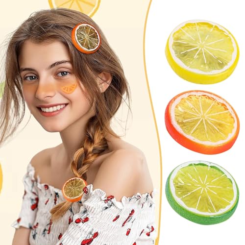AaaozKjie 3 Stück Zitronen-Haarspangen, Zitronenscheiben-Accessoires, Orangefarbenes Zitronen-Stirnband, Neuartige Und Niedliche Haar-Accessoires, Lustiges Obst-Stirnband von AaaozKjie