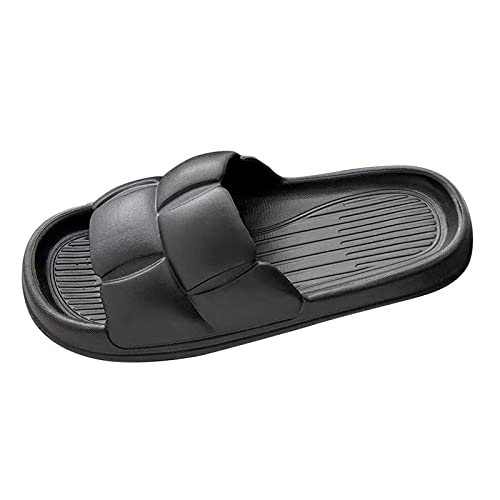 AaaozKjie Badelatschen Damen Schlappen Damen Duschhausschuhe Badesandalen Extrem bequeme gepolsterte dicke Sohlenhausschuhe Strandschuhe Badeschlappen Damen (Black, 44-45) von AaaozKjie