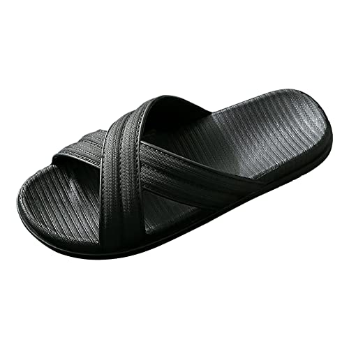 AaaozKjie Badelatschen Damen Schlappen Damen rutschfeste atmungsaktive weiche Sohle Schuhe Hausschuhe bequeme flache Schuhe Flip Flops Damen (Black, 43) von AaaozKjie