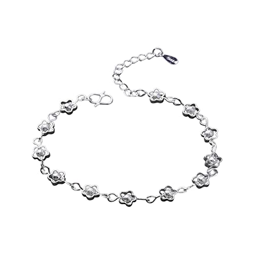 AaaozKjie Geschenke für Frauen Armband Damen Pflaumenblüten Armband versilbert reine Handarbeit Armkette Damen (White, One Size) von AaaozKjie