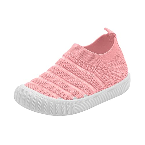 AaaozKjie Hallenschuhe Mädchen Fliegen Gewebtes Mesh Atmungsaktiv Bequem Flach Lässig Cute Hallenschuhe Kinder (Pink, 28) von AaaozKjie