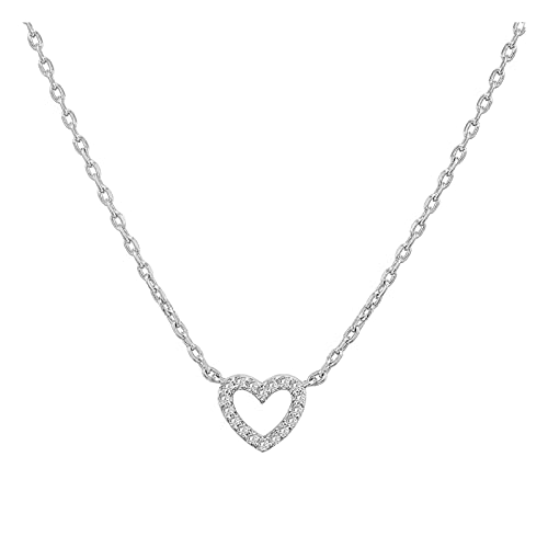 AaaozKjie Kette Damen Anhänger Strass Halskette Zirkon Herz Halsketten Kristallkette Schmuck Für Frauen Mädchen Herz Anhänger Halskette Festival Zubehör (Silver, One Size) von AaaozKjie