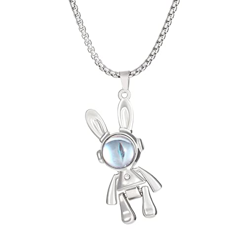 AaaozKjie Kette Damen Spaceman Anhänger Halskette für Frauen Mädchen Bunte Space Star Halskette Schmuck für Geburtstag Valentinstag Weihnachten Festival Zubehör (Blue, One Size) von AaaozKjie