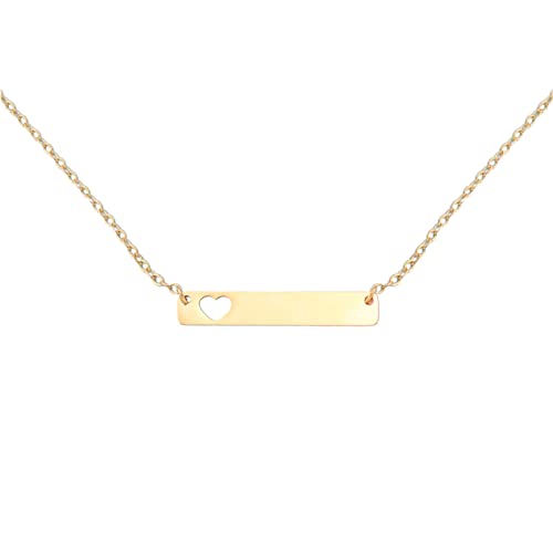 AaaozKjie Kette Damen hohle Herz Neckalce Rechteck-Anhänger-Halskette Einfache Halskette für Frauen Festival Zubehör (Gold, One Size) von AaaozKjie