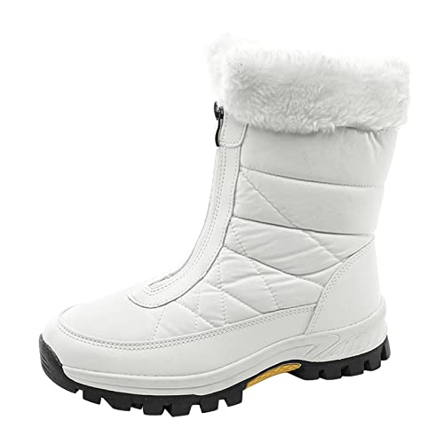 AaaozKjie Schneestiefel Damen Winterstiefel Damen warm halten Schneestiefel bequeme mittlere Stiefel Schuhe Winterschuhe Damen Stiefel Damen (White, 41) von AaaozKjie