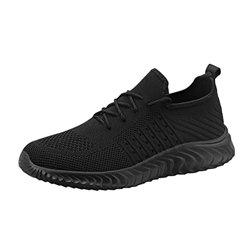 AaaozKjie Schwarze Sneaker Damen Fashion Lace Soft Mesh Bottom Up Schuhe Sport Solid Men Herren Sneakers Herren (Black, 45) von AaaozKjie