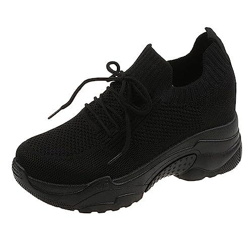 AaaozKjie Schwarze Sneaker Damen Laufschuhe Atmungsaktive Mode für Studenten und Jugendliche Weiße Sneaker Damen (Black, 37) von AaaozKjie