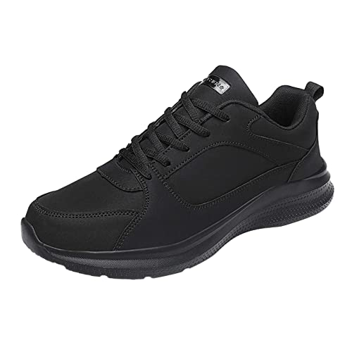 AaaozKjie Schwarze Sneaker Herren Große Größe Einfarbig Schnürschuhe Freizeitschuhe Laufende Turnschuhe Weiße Sneaker Herren (Black, 41) von AaaozKjie