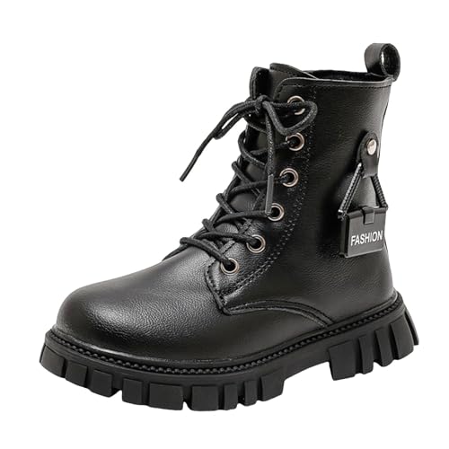 AaaozKjie Stiefeletten Mädchen Arbeitsstiefel Winterstiefel Mädchen Western Stiefel Mädchen Warme Bequeme Boots Mädchen Winterschuhe Mädchen (Black, 35.5 Big Kids) von AaaozKjie