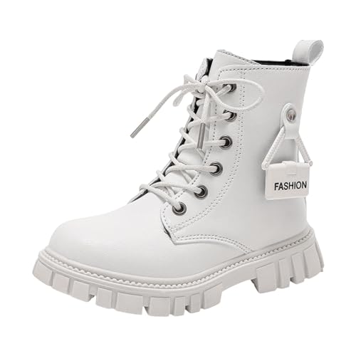 AaaozKjie Stiefeletten Mädchen Arbeitsstiefel Winterstiefel Mädchen Western Stiefel Mädchen Warme Bequeme Boots Mädchen Winterschuhe Mädchen (White, 35.5 Big Kids) von AaaozKjie