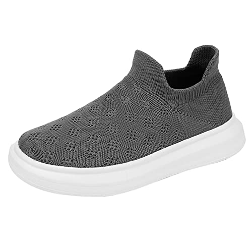 AaaozKjie Tennisschuhe Kinder Atmungsaktive Mode Freizeitschuhe Slip On Outdoor Sportschuhe Hallenschuhe Mädchen Jungen (Grey, 36 Big Kids) von AaaozKjie