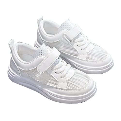 AaaozKjie Tennisschuhe Kinder atmungsaktive rutschfeste Kinder-Freizeitsportschuhe aus Mesh Hallenschuhe Mädchen Jungen (White, 32 Big Kids) von AaaozKjie