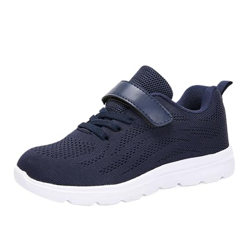 AaaozKjie Turnschuhe Kinder Flach Dicker Leicht rutschfest Sportschuhe Kinder Hakenschlaufe Hallenschuhe Kinder Atmungsaktiv Sportschuhe Jungen Bequem Turnschuhe Mädchen Jungen (Z-B-Blue, 27.5) von AaaozKjie