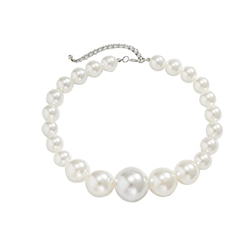 Kette Damen Imitationsperlen Choker Halsketten für Frauen Hochzeit Braut Ornament Perlen Armband Ohrring Modeschmuck Zubehör Festival Zubehör (A, One Size) von AaaozKjie