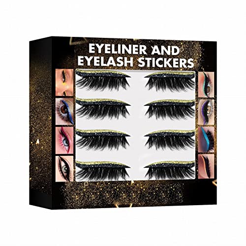 Wimpern Cluster Lashes 7-farbiger Glitter-Pulver-Eyeliner-Aufkleber, falsche Wimpern-Aufkleber, Bühnen-Augen-Make-up-Aufkleber, 4 ml Selbstklebende Wimpern (C, One Size) von AaaozKjie