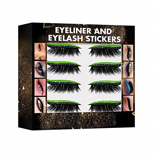 Wimpern Cluster Lashes 7-farbiger Glitter-Pulver-Eyeliner-Aufkleber, falsche Wimpern-Aufkleber, Bühnen-Augen-Make-up-Aufkleber, 4 ml Selbstklebende Wimpern (G, One Size) von AaaozKjie