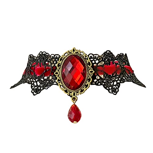 Aabellay Gothic Spitze Choker Halskette Damen Schwarz Spitze Kette Gotisch Kostüm Accessoires Retro Victorian Schmuck Collier Vintage Choker Lolita Kostüm Zubehör Halloween Spitze Halskette Set- Y051 von Aabellay